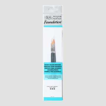 Set 3 Pennelli Tondi Corti - Winsor&Newton Foundation Acquerello
