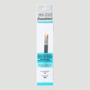 Set 3 Pennelli Tondi e Piatti - Winsor&Newton Foundation Acquerello