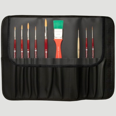 Kit Avanzato 9 Pennelli Laura Cortinovis - Astuccio in Ecopelle
