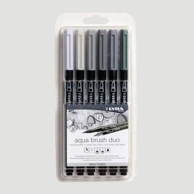 Confezione Lyra Aqua Brush Duo - 6 Colori Toni Grigio