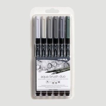 Confezione Lyra Aqua Brush Duo - 6 Colori Toni Grigio