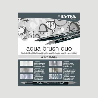 Confezione Lyra Aqua Brush Duo - 6 Colori Toni Grigio