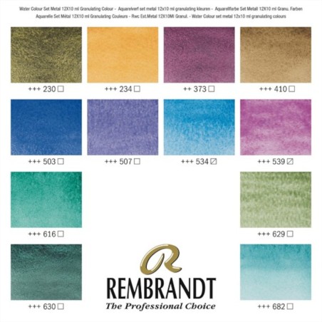 Colori ad Acquerello Extrafine Rembrandt - Set 12 Tubetti 10ml colori Granulati