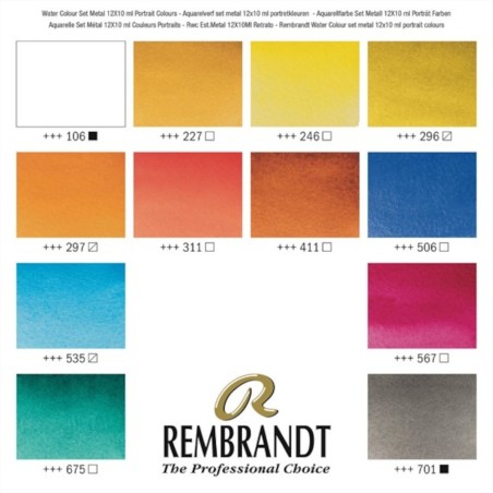 Colori ad Acquerello Extrafine Rembrandt - Set 12 Tubetti 10ml colori Ritratto