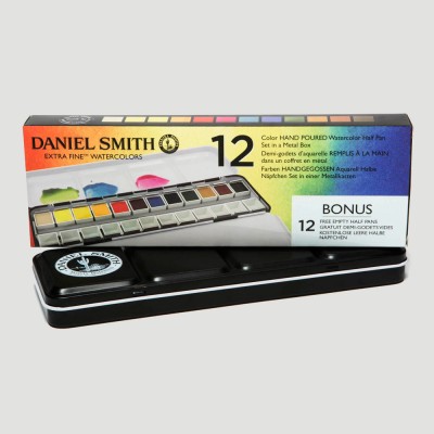 Confezione metallo 12 acquerelli Daniel Smith + 12 scomparti vuoti