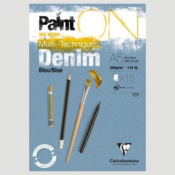 Blocco Paint On Denim Blu Clairefontaine, per tutte le tecniche