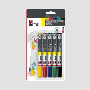 Confezione Textil Painter Marabu, 5 Pennarelli Tratto 2-4 mm