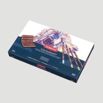 Confezione in Legno Derwent Coloursoft, 72 Matite