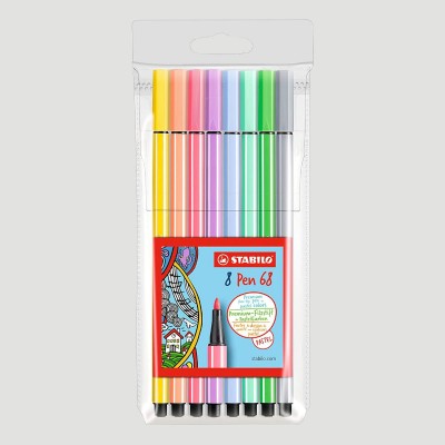 Astuccio Pennarelli Stabilo Pen 68, 8 Colori Pastello