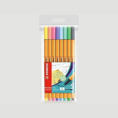 Astuccio Penne Fineliner Stabilo Point 88, 8 Colori Pastello