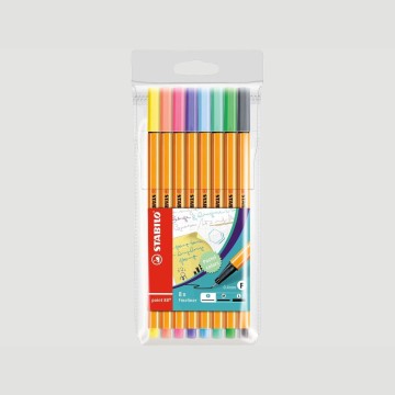 Astuccio Penne Fineliner Stabilo Point 88, 8 Colori Pastello