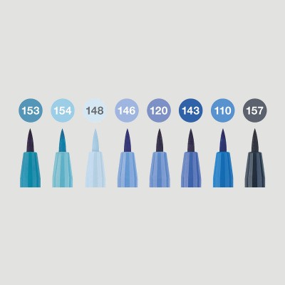 Set Penne Pitt Artist Pen Brush Faber Castell, 8 Colori Toni Blu