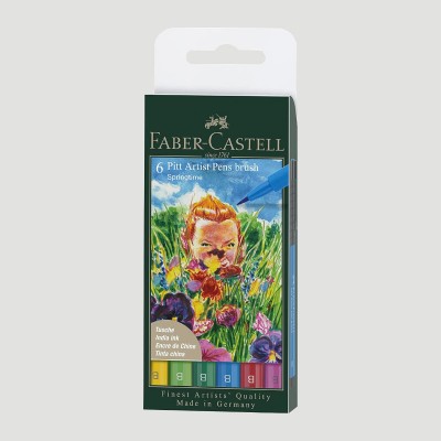 Set Penne Pitt Artist Pen Brush Faber Castell, 6 Colori Primaverili