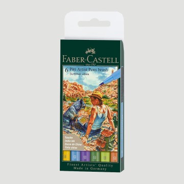 Set Penne Pitt Artist Pen Brush Faber Castell, 6 Colori Estivi