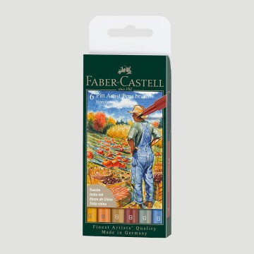 Set Penne Pitt Artist Pen Brush Faber Castell, 6 Colori Secchi