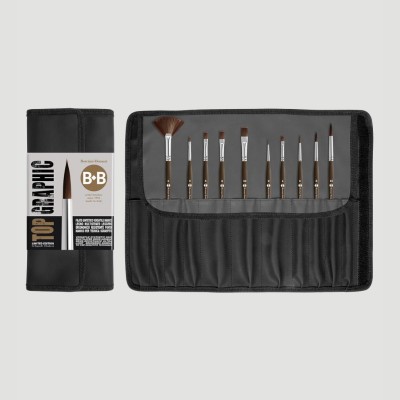 Portapennelli Nero Borciani e Bonazzi, 10 Pennelli Top Graphic