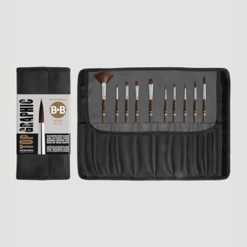 Portapennelli Nero Borciani e Bonazzi, 10 Pennelli Top Graphic