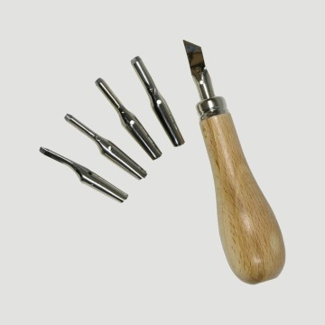 Manico Professionale per Linoleografia Daler Rowney, con 4 pennini per incisione