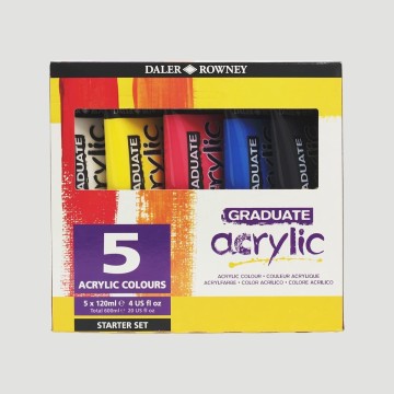 Set Colori Acrilici Graduate Daler Rowney, 5 tubetti da 120ml