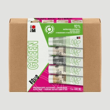 Set Boho Colori Eco a Base Acqua Marabu Green, 5 tubetti da 100ml