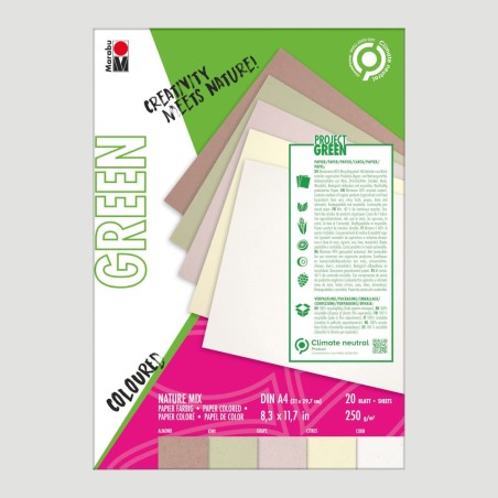 Blocco Carta Marabu Green, 20 Fogli Colori Naturali