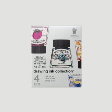Confezione Inchiostro Colorato Winsor&Newton Ink, 4 Flaconi Toni Ricchi