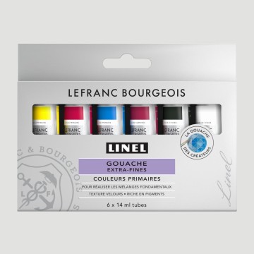 Set Tempera Extra Fine Linel Lefranc Bourgeois, 6 tubetti da 14ml colori primari