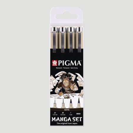 Set Pigma Manga Seppia, 4 pezzi