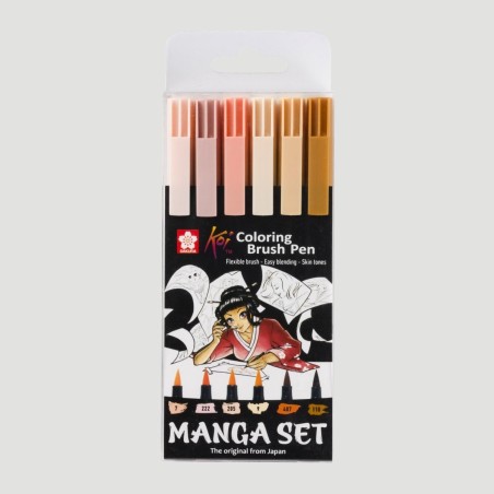 Set Koi Brush Pen, 6 colori ideali per manga