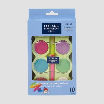 Set Tempera Solida Per Bambini Lefranc Bourgeois, 8 colori + 1 pennello