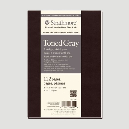 Taccuino Sketchbook per Disegno Art Journal Toned Grey Strathmore Serie 400, colore grigio freddo.