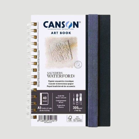 Canson Taccuino Sketchbook per Acquerello Saunders Waterford Art Book Canson, formato verticale A5 100% cotone