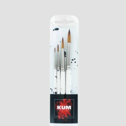Set 4 Pennelli Kum Memory Point per Acquerello Loose Watercolour, a punta tonda con filato in fibre sintetiche high-tech