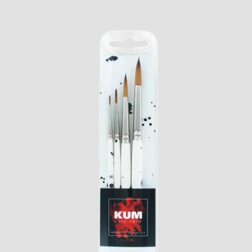 Set 4 Pennelli Kum Memory Point per Acquerello Loose Watercolour, a punta tonda con filato in fibre sintetiche high-tech