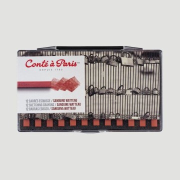 Confezione 12 pastelli Carré Sanguigna Watteau Conté à Paris