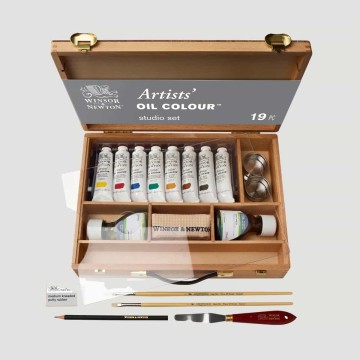 Cassetta in Legno Olio Extrafine Winsor&Newton con 8 Tubi 37ml