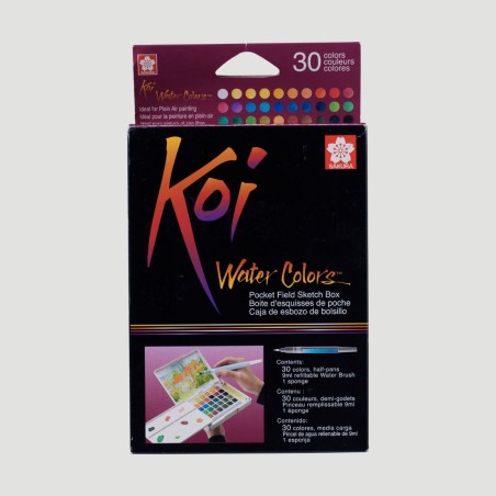 Set Acquerelli Koi Sakura, 30 colori e pennello con serbatoio