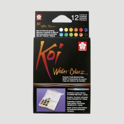 Set Acquerelli Koi Sakura, 12 mezzi godet e pennello con serbatoio