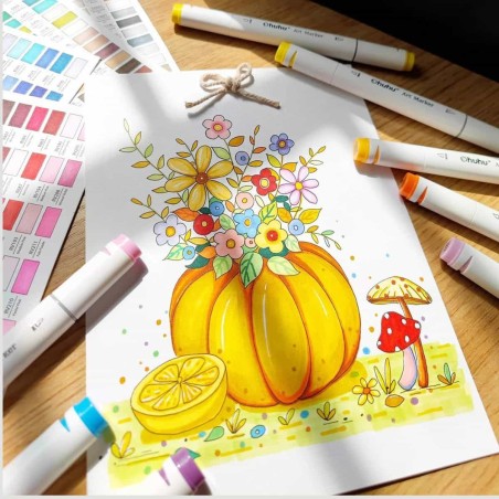 Set 40 Marker Ohuhu Oahu, Inchiostro a Base Alcol Doppia Punta Fine e Scalpello