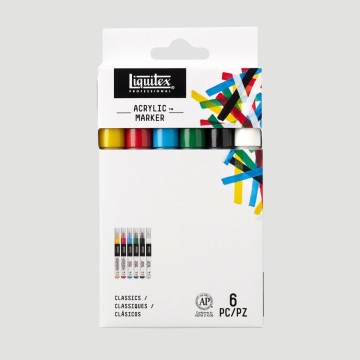 Set Paint Marker Liquitex, 6 Marker Acrilici Colori Classici
