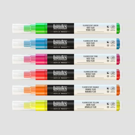 Set Paint Marker Liquitex, 6 Marker Acrilici Colori Fluorescenti