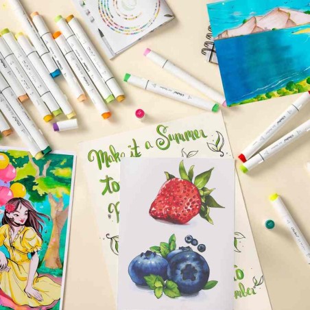 Set 320 Marker Ohuhu Honolulu, Inchiostro a Base Alcol Doppia Punta Scalpello e Pennello