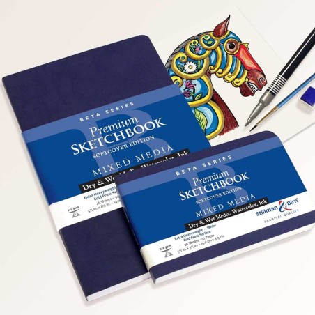 Taccuino Sketchbook per Acquerello e Mixed Media Serie Beta Stillman&Birn, Formato Orizzontale A5 Colore Bianco 270gr