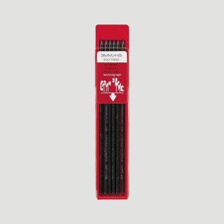 Astuccio 6 Mine Grafite Technograph 3mm per Fixpencil Caran d'Ache, gradazione HB lunghezza 12 cm