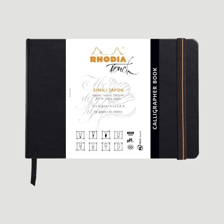 Taccuino Sketchbook Calligrapher Book Rhodia, formato A5 orizzontale 250gr