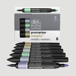 Set 6 Promarker Metallic Winsor&Newton, colori metallizzati