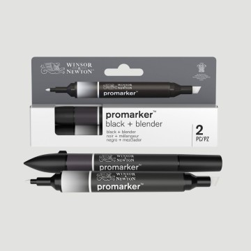 Set 2 Promarker Winsor&Newton, 1 marker nero e 1 blender