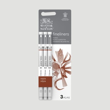 Set Fineliner Winsor&Newton, 3 pennelli graduati colore seppia