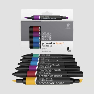 Set Promarker Brush Winsor&Newton, 6 colori vivaci