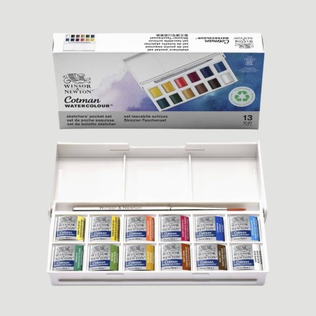 Set Acquerelli Cotman Winsor&Newton Sketchers, 12 colori + pennello per principianti
